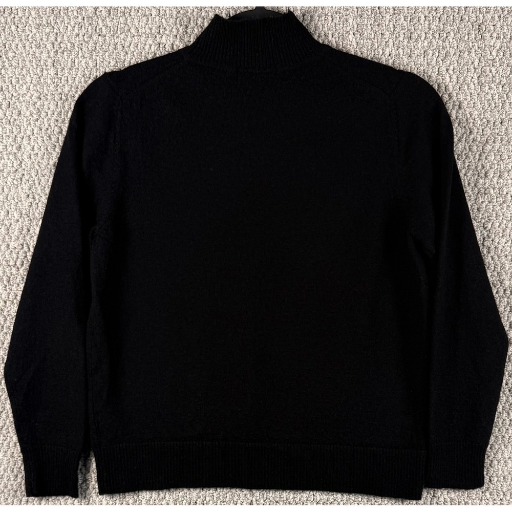 Valerie Stevens Sweater M Black Wool Mock Neck VTG 90s Merino Made UK Minimalist
